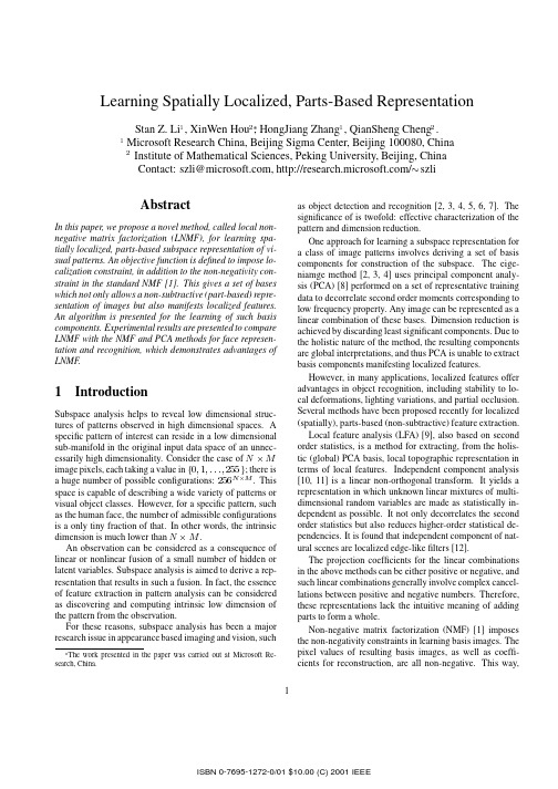 Learning Spatially Localized Parts-Based Representation