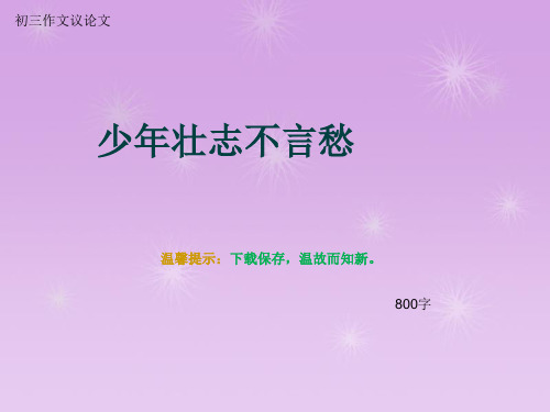 初三作文议论文《少年壮志不言愁》800字