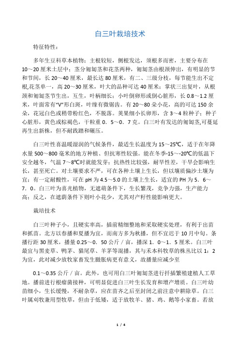 白 三 叶 栽 培 技 术