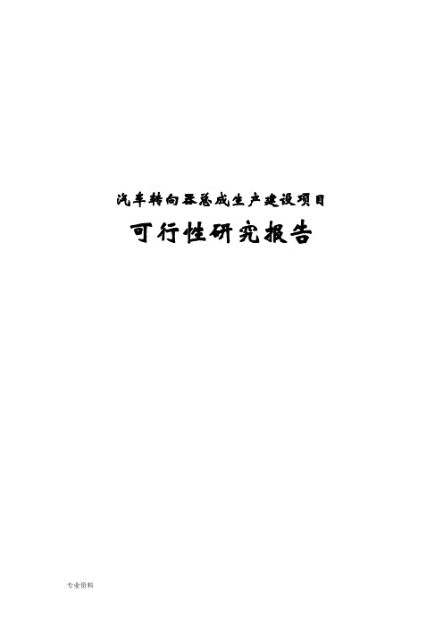 汽车转向器总成生产建设项目可行性研究报告