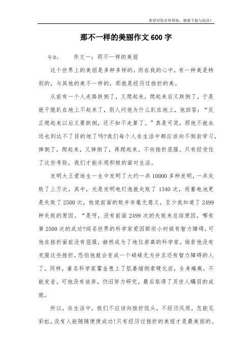 那不一样的美丽作文600字
