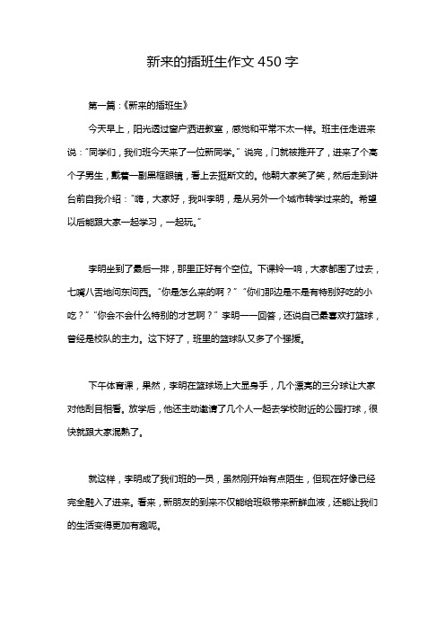 新来的插班生作文450字