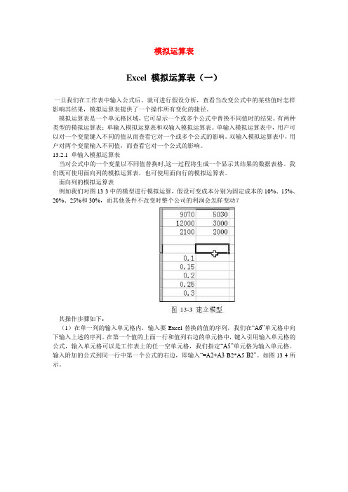 模拟运算表