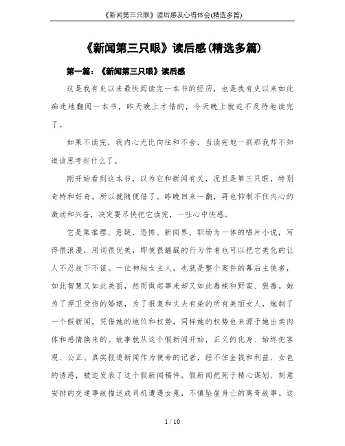 《新闻第三只眼》读后感及心得体会(精选多篇)