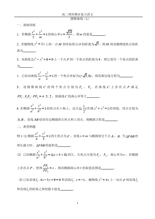 学生版圆锥曲线（1）