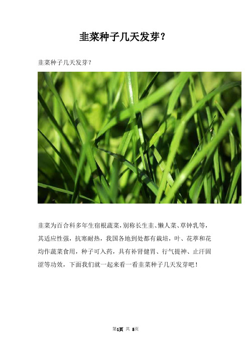 韭菜种子几天发芽？