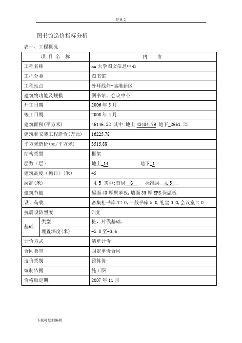 图书馆造价指标分析2008