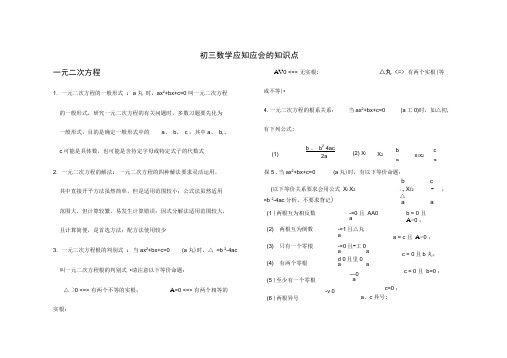 中考数学考前冲刺必考知识点汇总