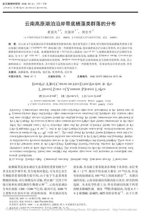 云南高原湖泊沿岸带底栖藻类群落的分布