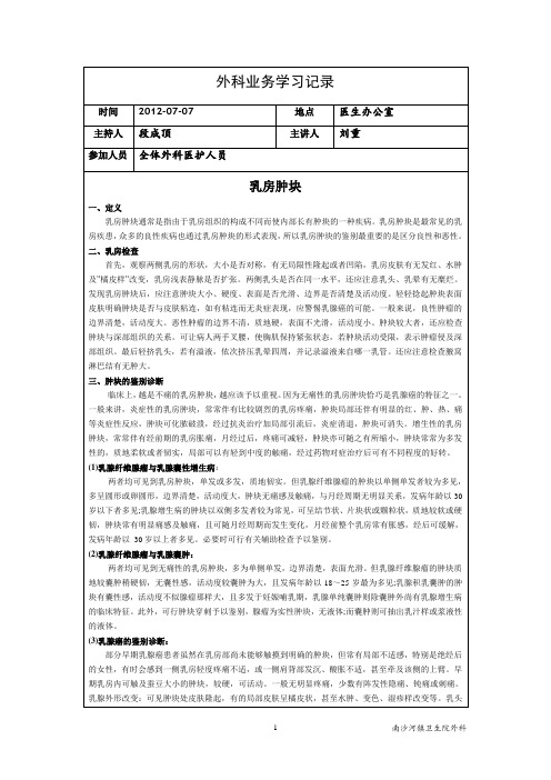 外科业务学习乳房肿块1