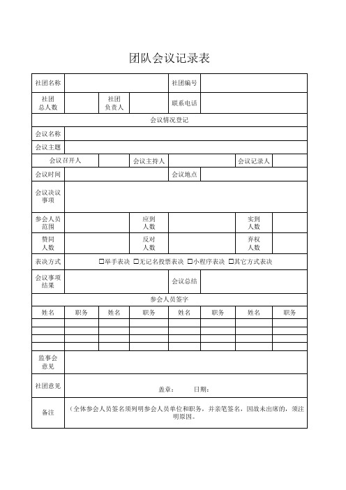 团队会议记录表
