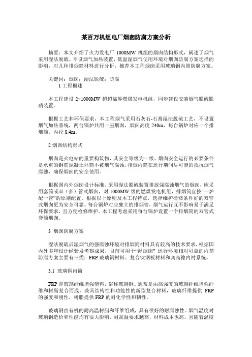 某百万机组电厂烟囱防腐方案分析