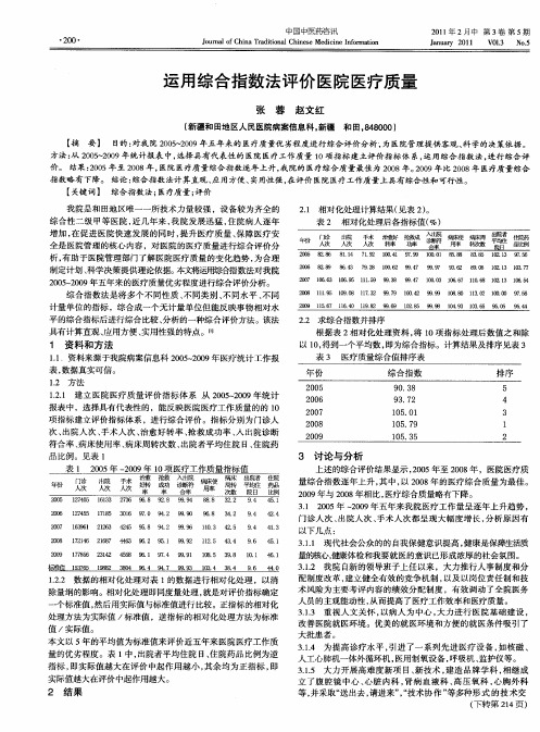 运用综合指数法评价医院医疗质量