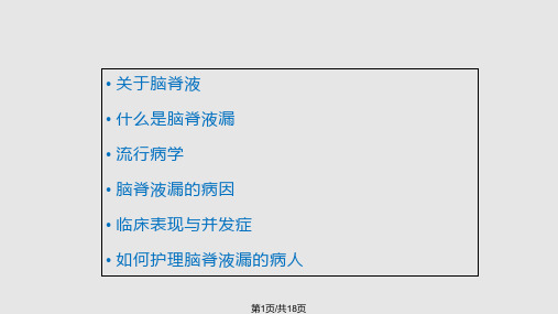 腰椎术后脑脊液漏护理PPT课件