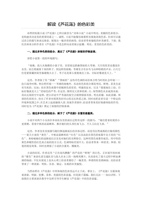 课文深度解读-初中语文《芦花荡》赏析读后感