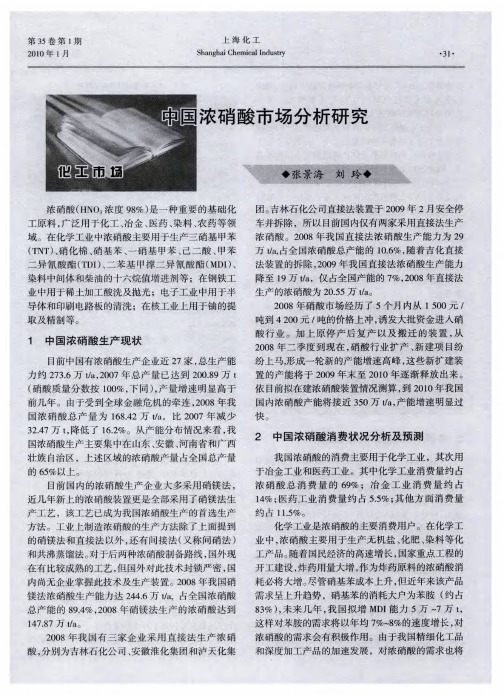 中国浓硝酸市场分析研究
