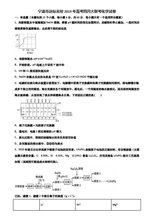 宁波市达标名校2019年高考四月大联考化学试卷含解析