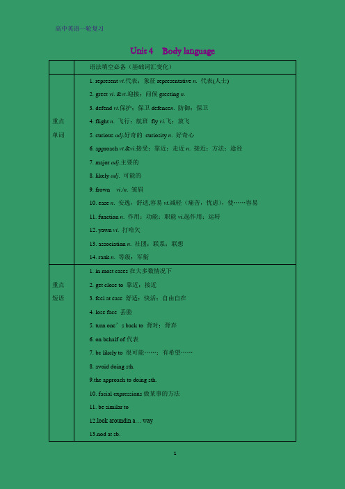 高考英语一轮复习学案18：Unit 4 Body language精品学案