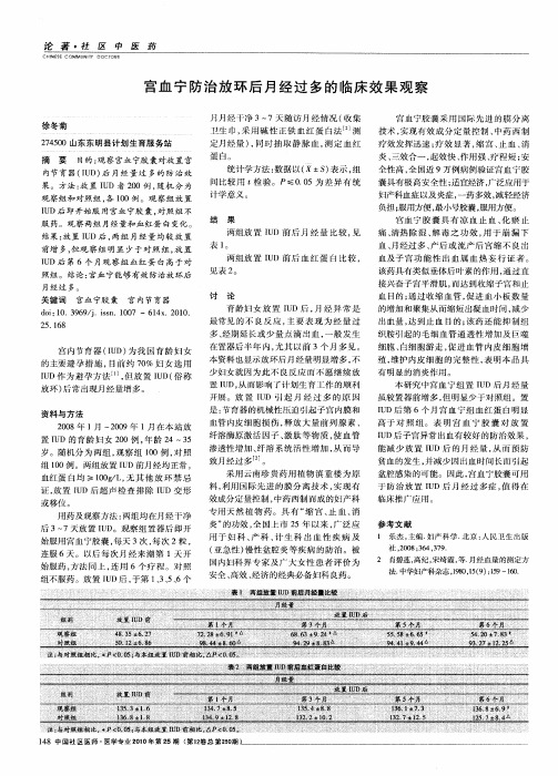 宫血宁防治放环后月经过多的临床效果观察