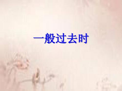 一般过去时态精讲