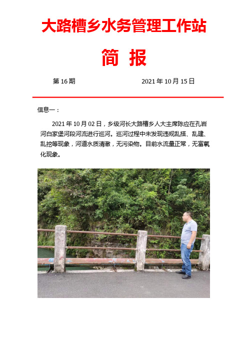 2021大路槽乡乡级河长巡河简报16期