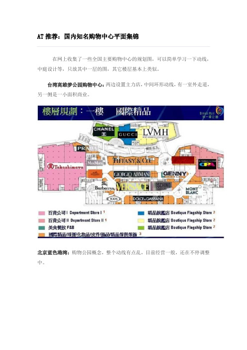 国内知名购物中心平面集锦