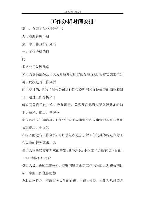 工作计划 工作分析时间安排
