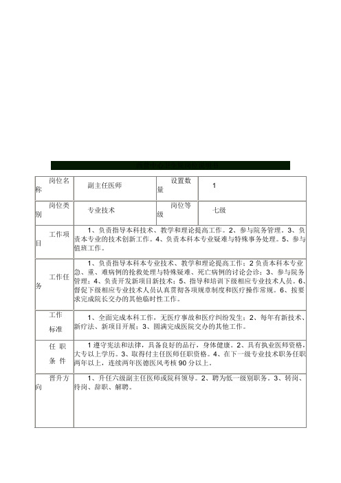 乡镇卫生院岗位职责说明书
