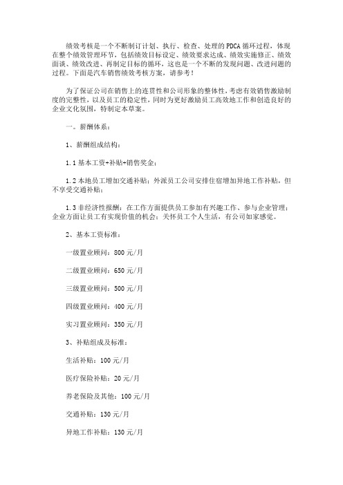 汽车销售绩效考核方案(最新)