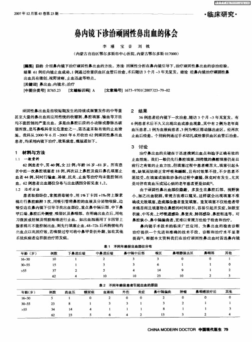 鼻内镜下诊治顽固性鼻出血的体会