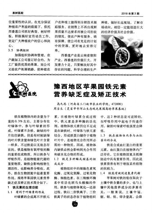 豫西地区苹果园铁元素营养缺乏症及矫正技术