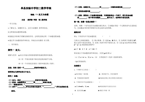 5.1定义与命题学案