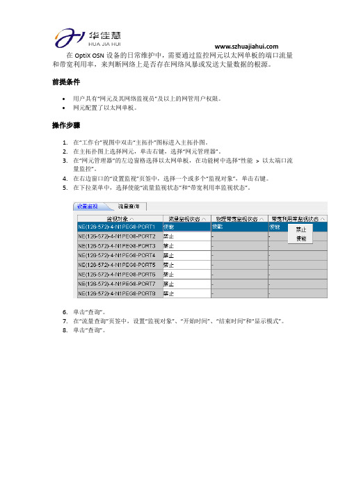 OptiX OSN查询以太网端口流量和带宽利用率
