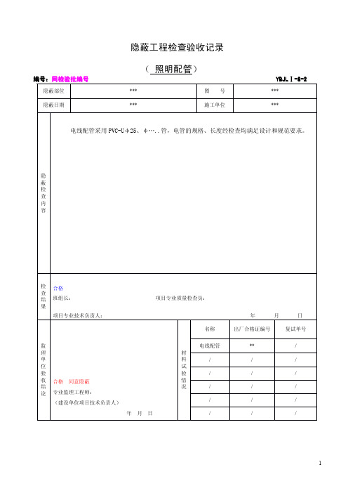 照明配管、管线工程隐蔽验收记录(2)