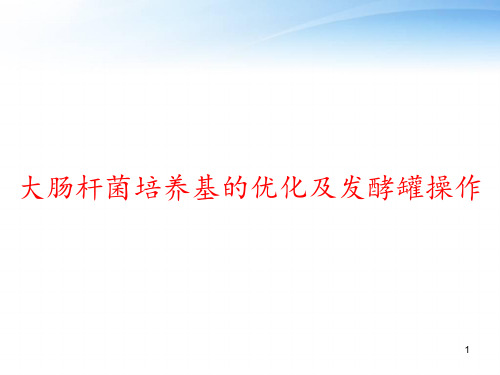 大肠杆菌培养基的优化及发酵罐操作 ppt课件