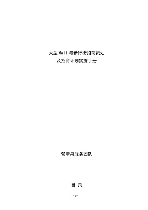 大型Mall与步行街招商策划及招商计划实施手册