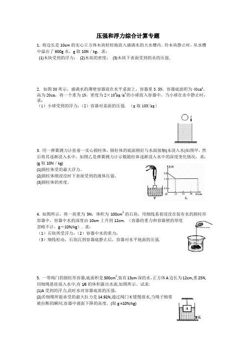浮力和压强综合计算题