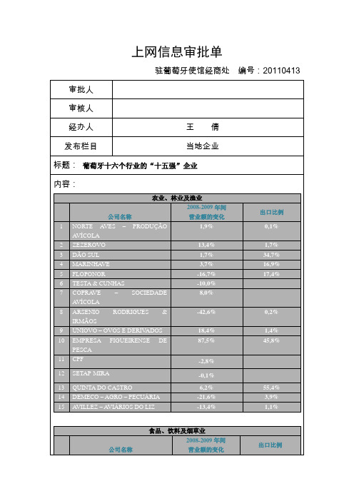 上网信息审批单