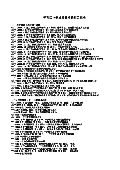 无菌医疗器械产品检验相关标准(附件)