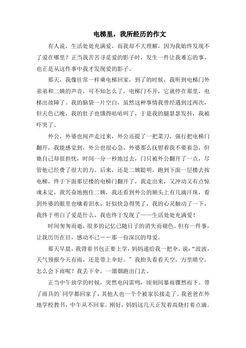 电梯里,我所经历的作文范文精选