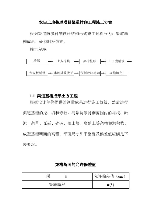 农田土地整理项目渠道衬砌工程施工方案