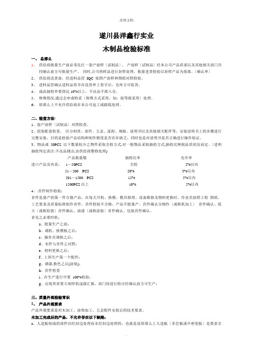 木制品检验标准
