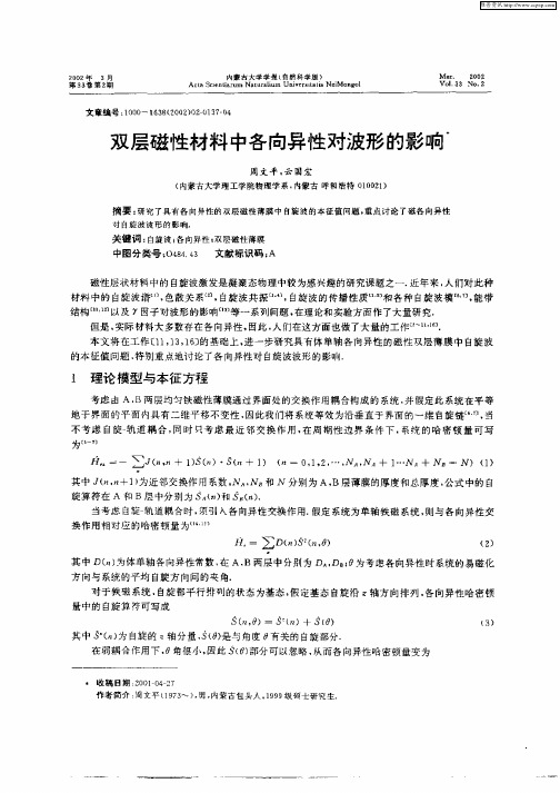 以磁性材料中各向异性对波形的影响
