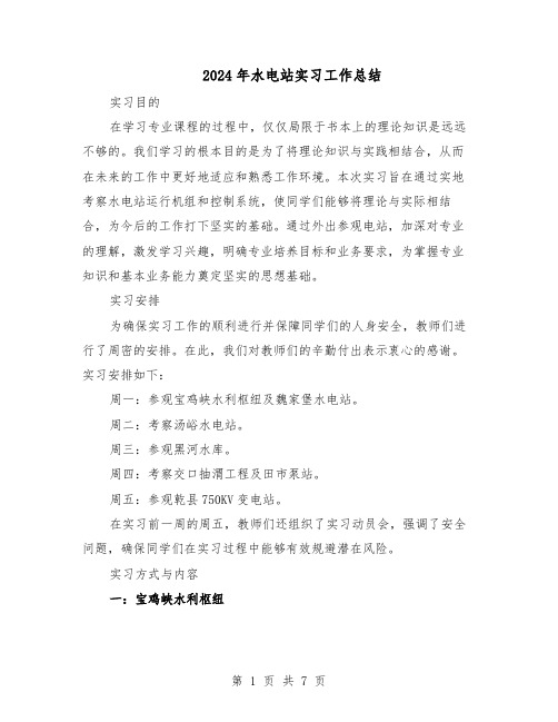 2024年水电站实习工作总结（3篇）