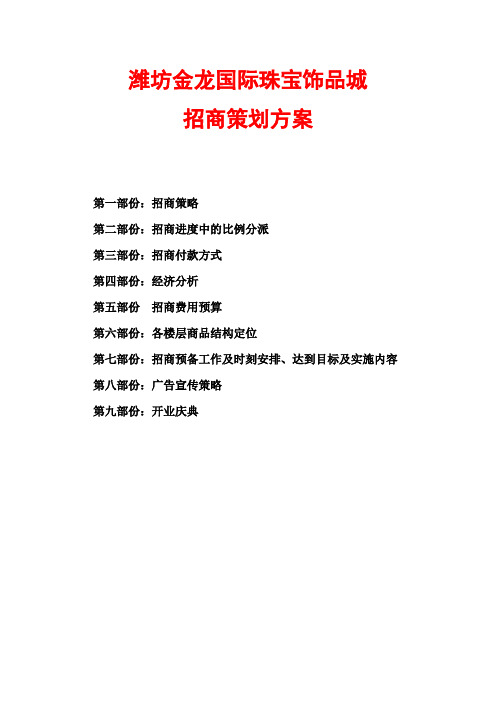潍坊金龙国际珠宝饰品城招商策划方案