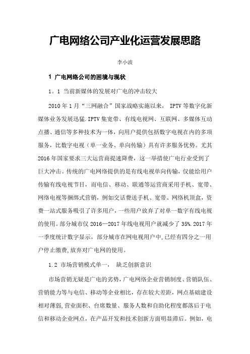 广电网络公司产业运营发展思路