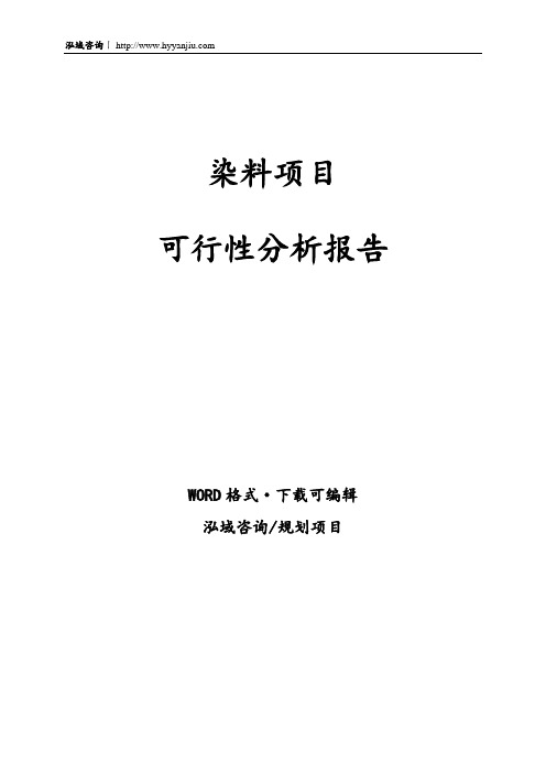 染料项目可行性分析报告