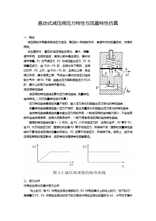 直动式减压阀压力特性与流量特性仿真