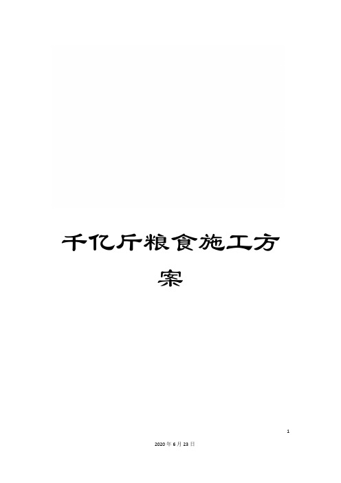 千亿斤粮食施工方案
