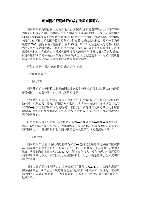 河南桐柏银洞岭银矿成矿物质来源研究